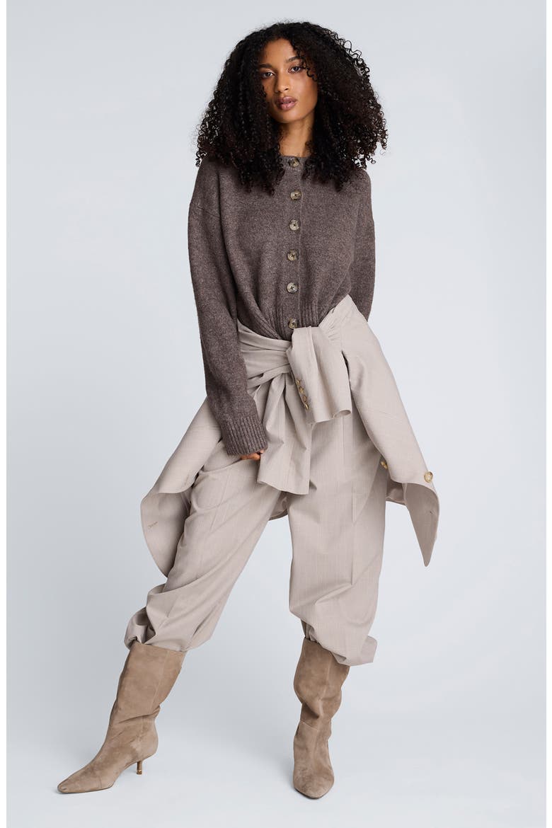 Crewneck Button Up Cardigan, Alternate, color, MINK TAUPE MELANGE