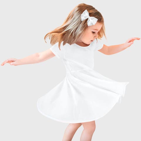 Girls 100% Cotton Jersey Short SleeveTwirly Skater Dress