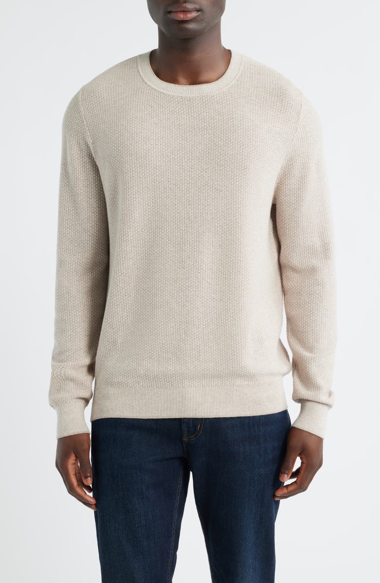 Nordstrom Texture Cotton & Cashmere Sweater, Main, color, Beige- Ivory Heather