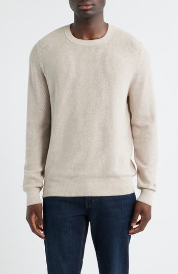Nordstrom Texture Cotton & Cashmere Sweater in Beige- Ivory Heather at Nordstrom Rack, Size X-Large