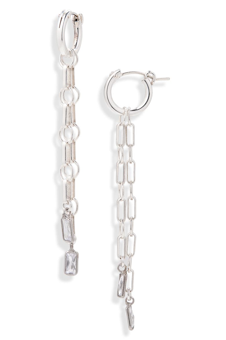 Layla Linear Chain Earrings, Main, color, SILVER