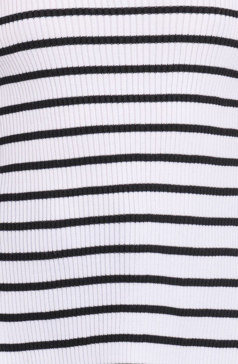 Petal & Pup Alvina Stripe Rib Boatneck Sweater, Alternate, color, White Black Stripe