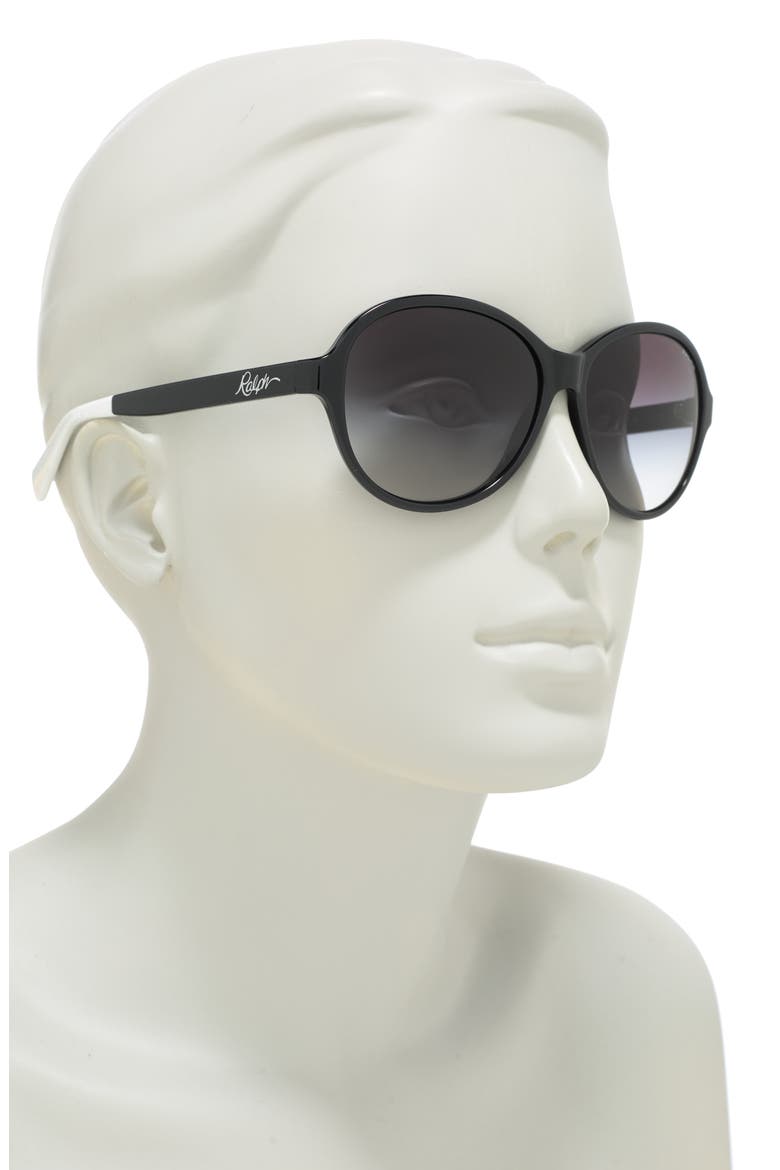 58mm Round Sunglasses, Alternate, color, BLACK