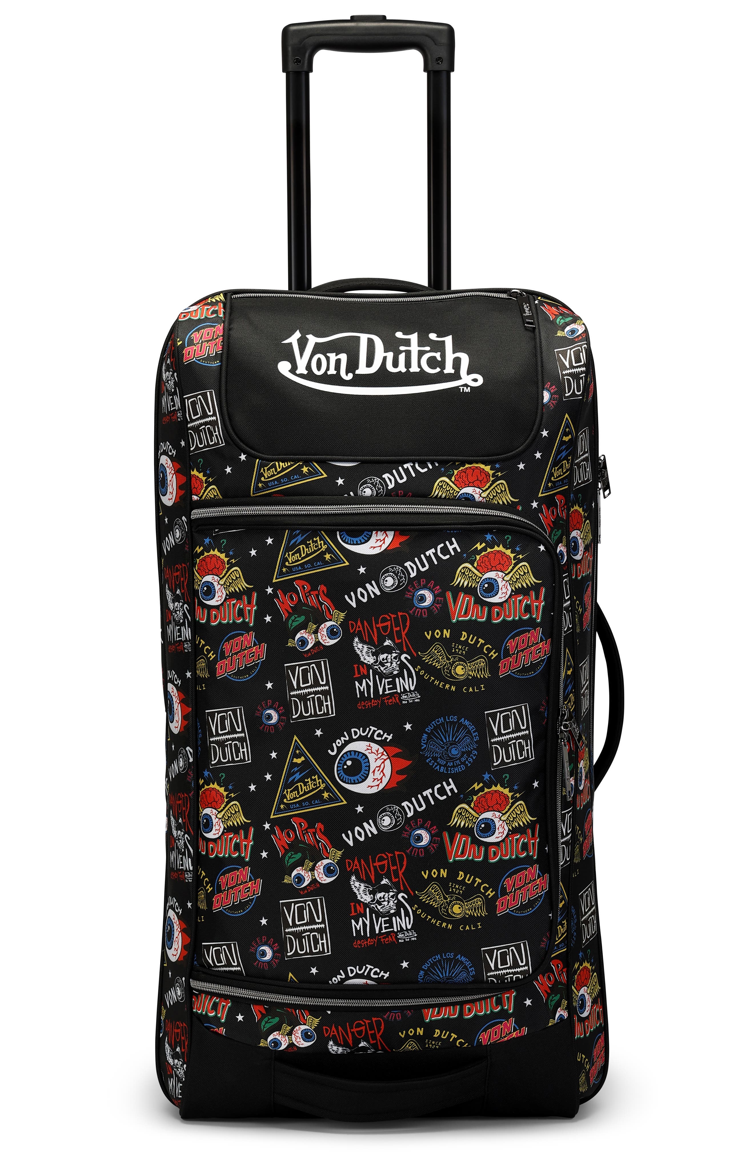 Von Dutch Jax Black Rolling Travel Duffel Bag | Nordstrom