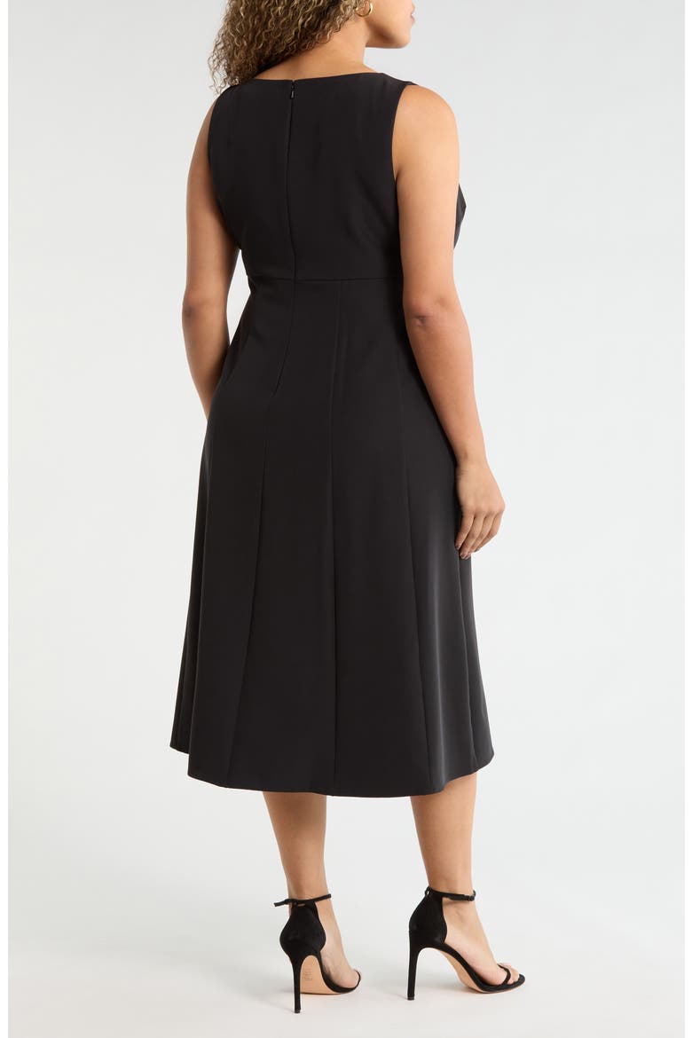 Bateau Neck Seamed Midi Dress, Alternate, color, BLACK