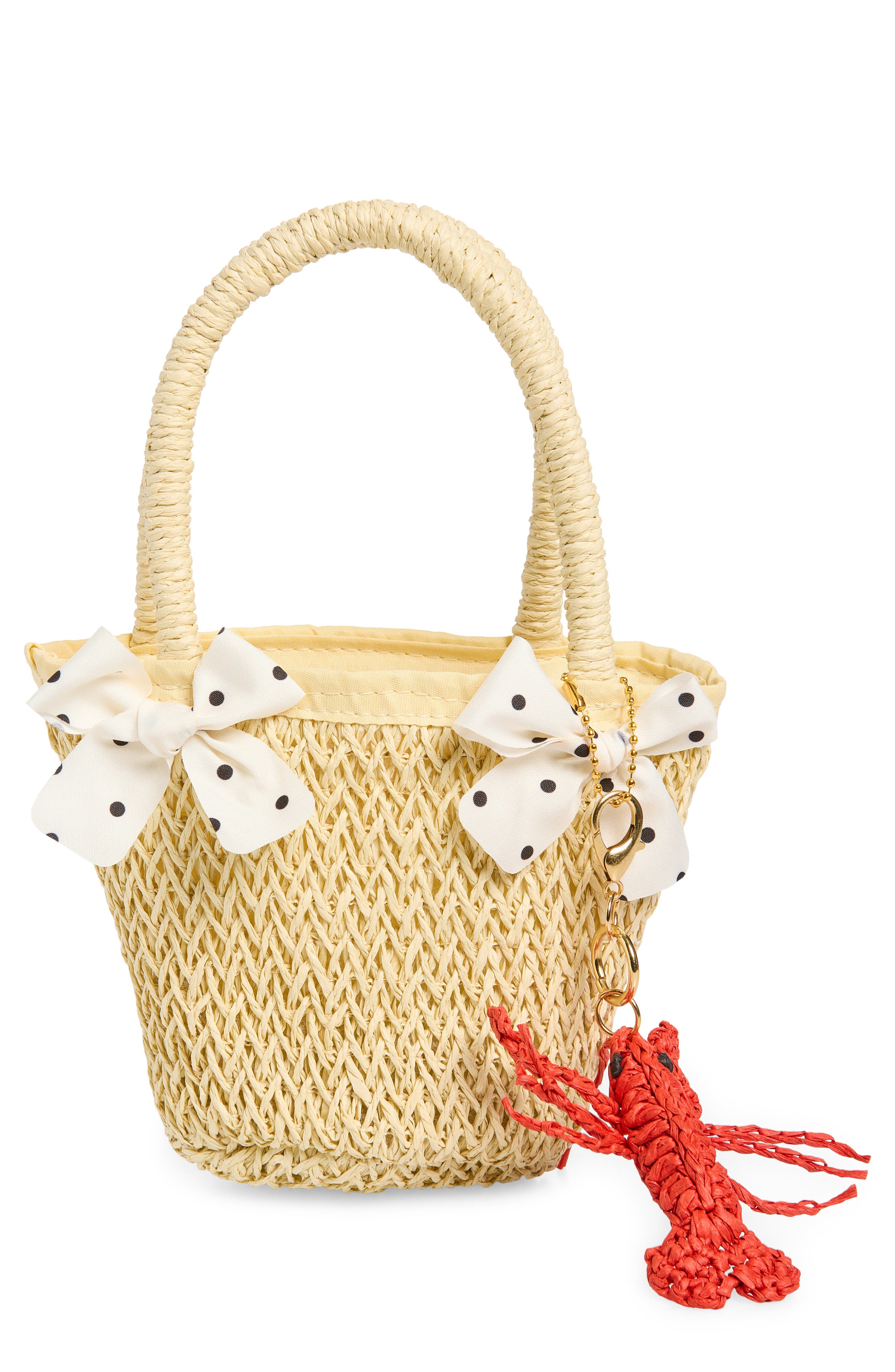 Ruby & Ry Kids' Lobster Charm Straw Tote, Main, color, Tan