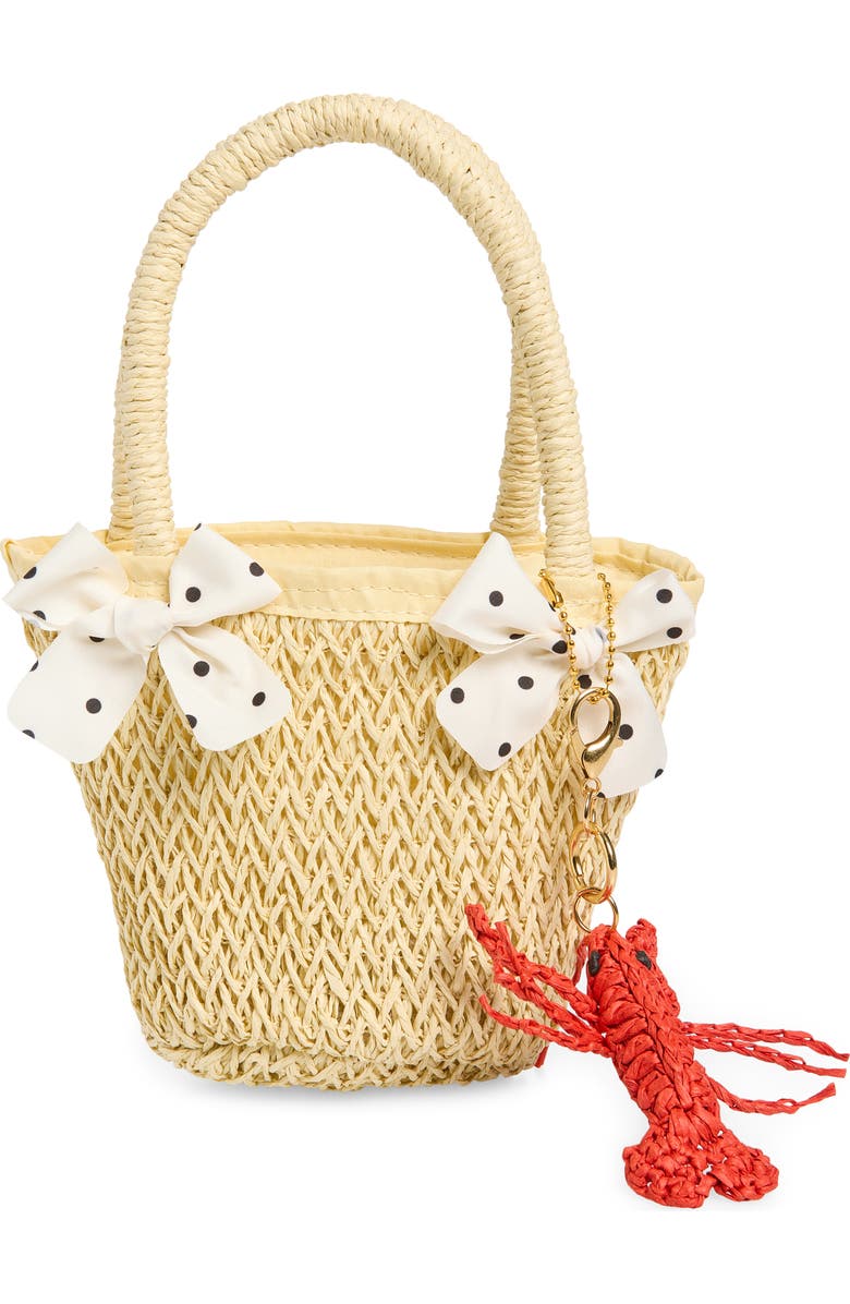 Ruby & Ry Kids' Lobster Charm Straw Tote, Main, color, Tan