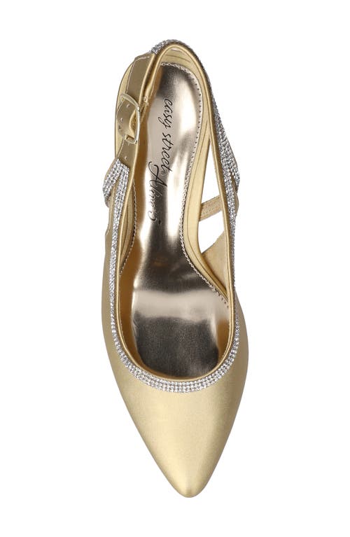 Easy Street Glisten Kitten Heel Slingback Pump In Gold Satin