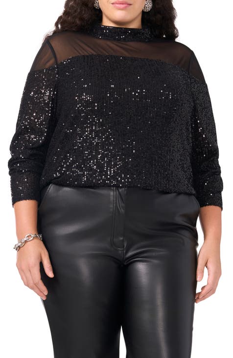 Plus size sequin tops for womens best sale