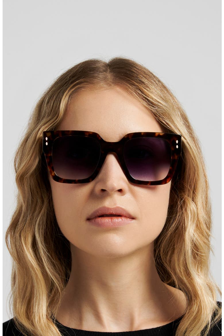 52mm Gradient Square Sunglasses, Alternate, color, HAVANA BROWN/ BLUE SF
