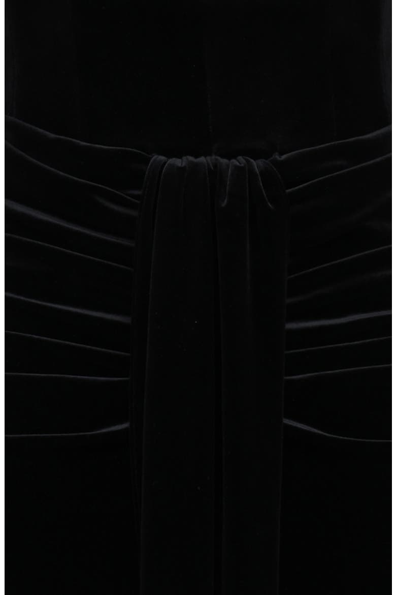 Vienne Deep Plunge Neck Velvet Gown, Alternate, color, BLACK
