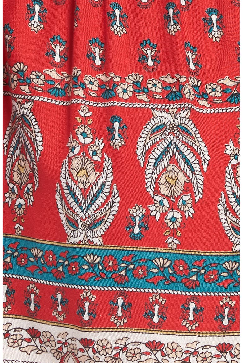 Print Pompom Cold Shoulder Romper, Alternate, color, RED/ WHITE
