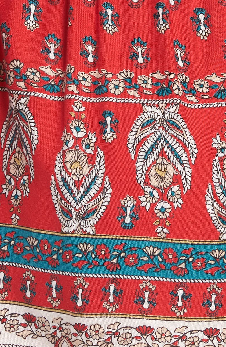 Band of Gypsies Print Pompom Cold Shoulder Romper, Alternate, color, 