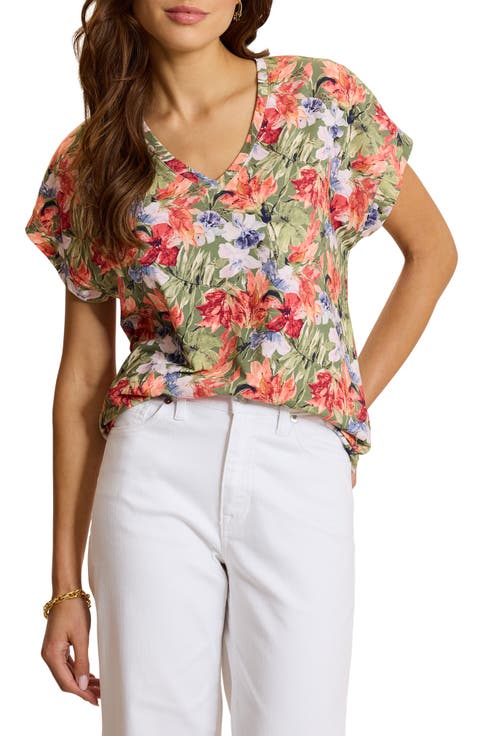 Kauai Island Blooms V-Neck T-Shirt