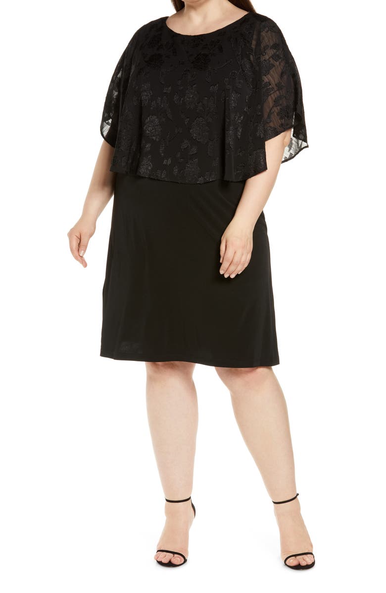 Connected Apparel Chiffon Burnout Dress, Main, color,