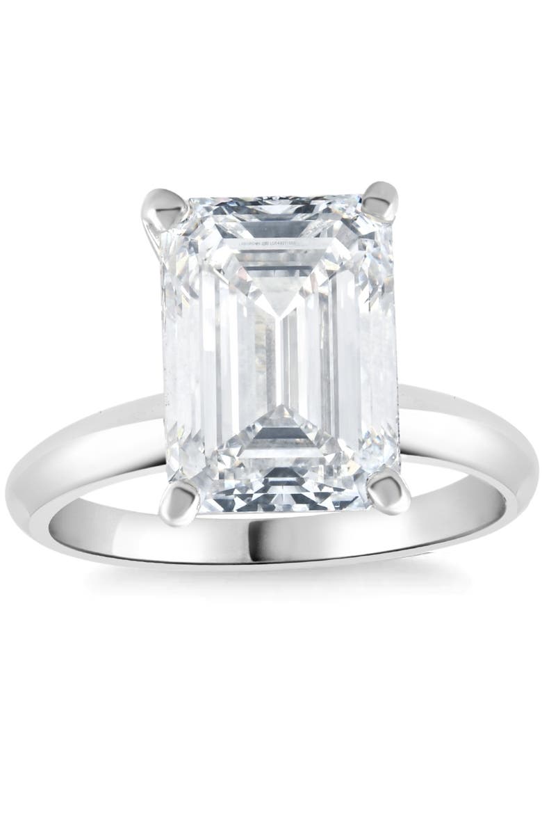 Bliss Diamond Certified 4Ct Emerald Cut Solitaire Diamond Engagement Ring Lab Grown 14k, Alternate, color, 14K White Gold