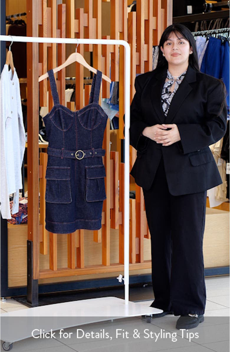 Belted Sleeveless Utility Denim Minidress, sales video thumbnail