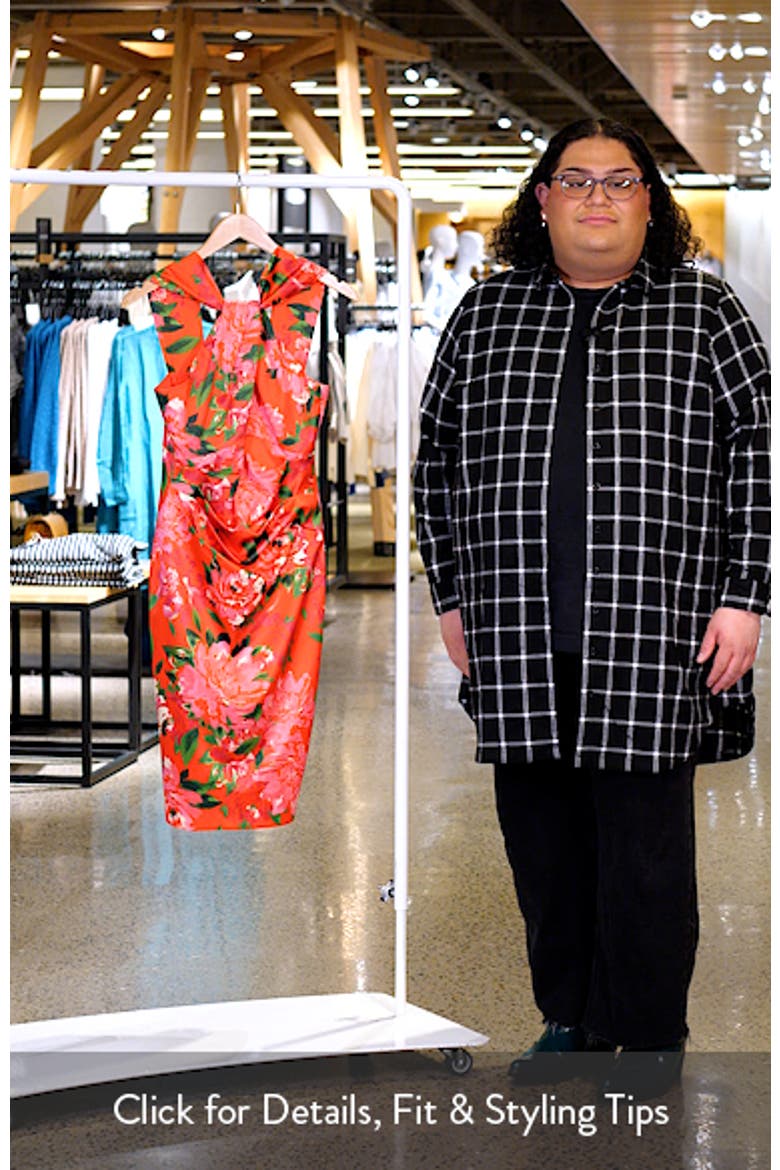 Floral Print Twist Neck Sheath Dress video