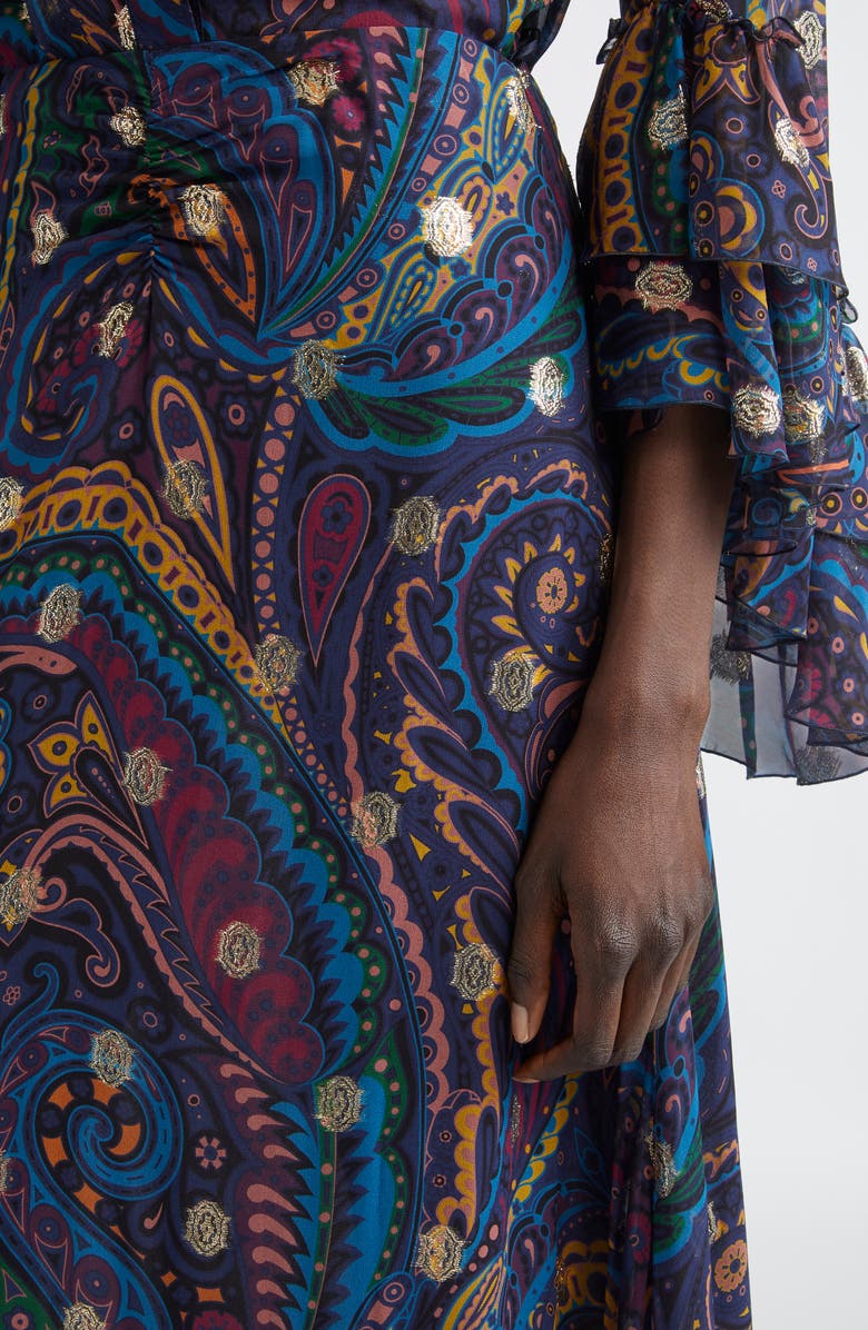 Etro Metallic Paisley Silk Maxi Skirt, Alternate, color, Printed Pink Base