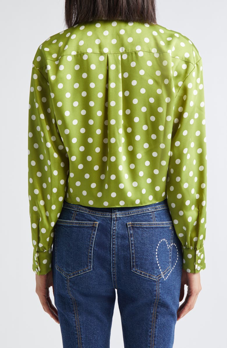 Cinq à Sept Camille Polka Dot Marianna Tie Front Top, Alternate, color, Pickle/ Ivory