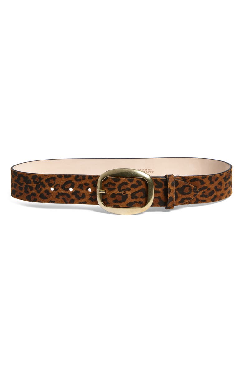 Isabel Marant Dara Leopard Print Leather Belt, Main, color, Leopard