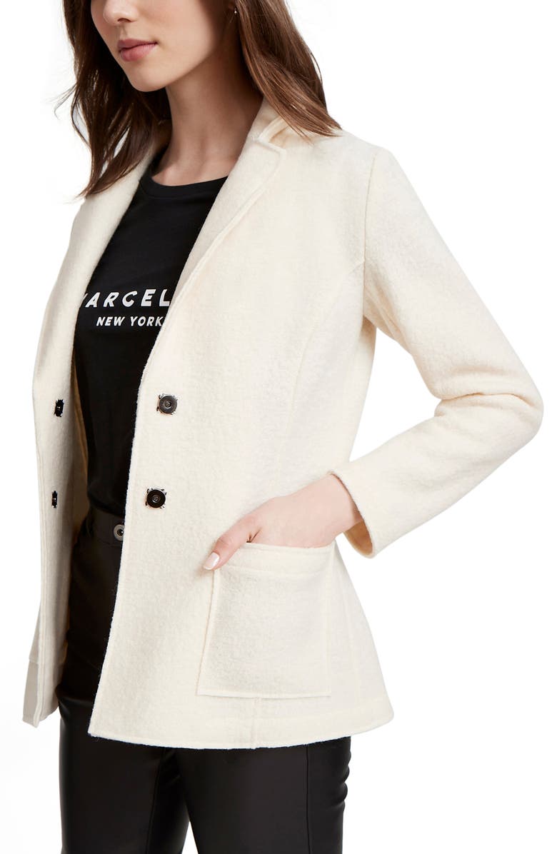 Marcella Cassia Fleece Wool Blazer, Alternate, color, Off White