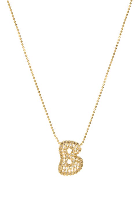 Pavé Bubble Initial Pendant Necklace