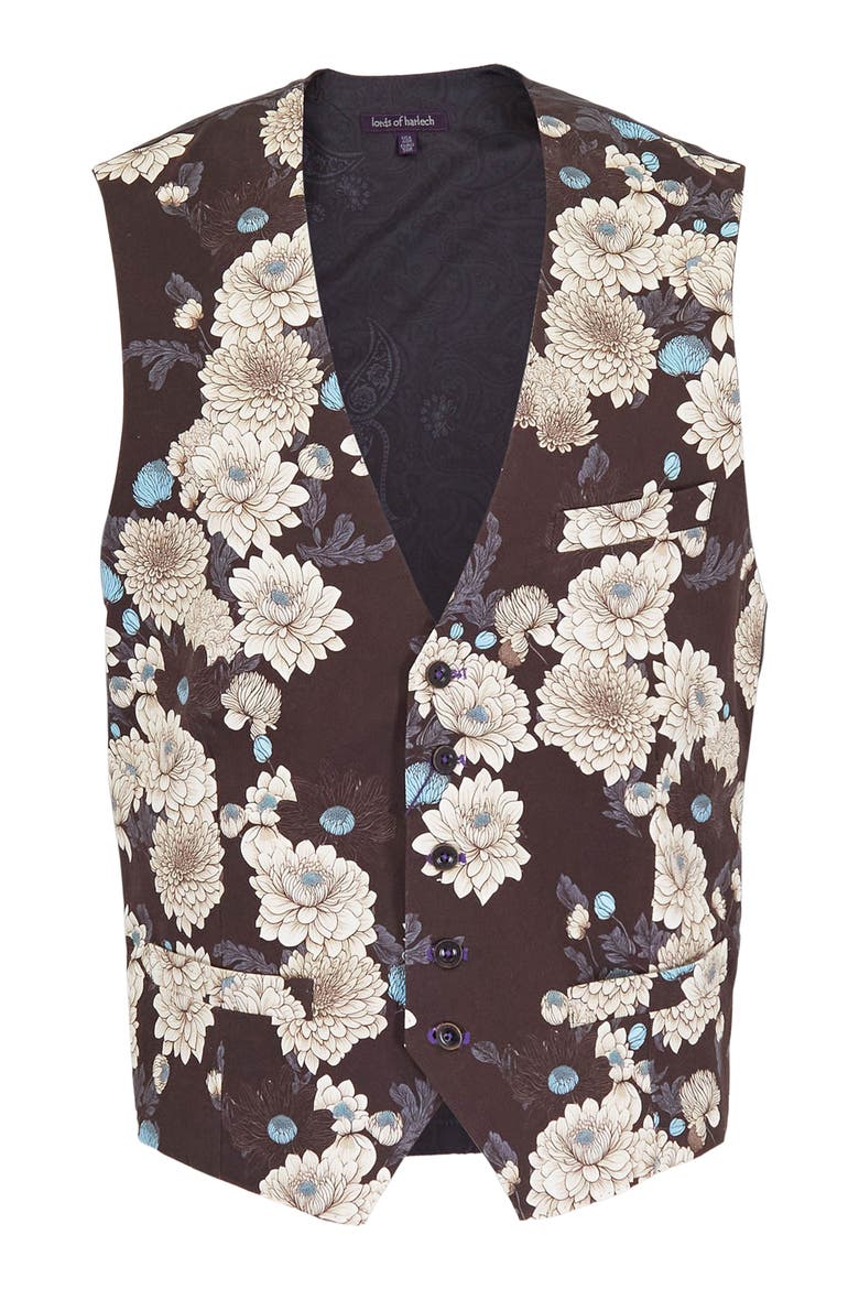 Wilbur Waistcoat Vest, Main, color, Serious Floral Black