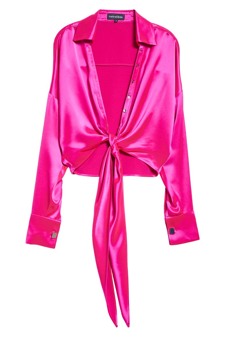 Parker Long Sleeve Crop Top, Alternate, color, NEON PINK