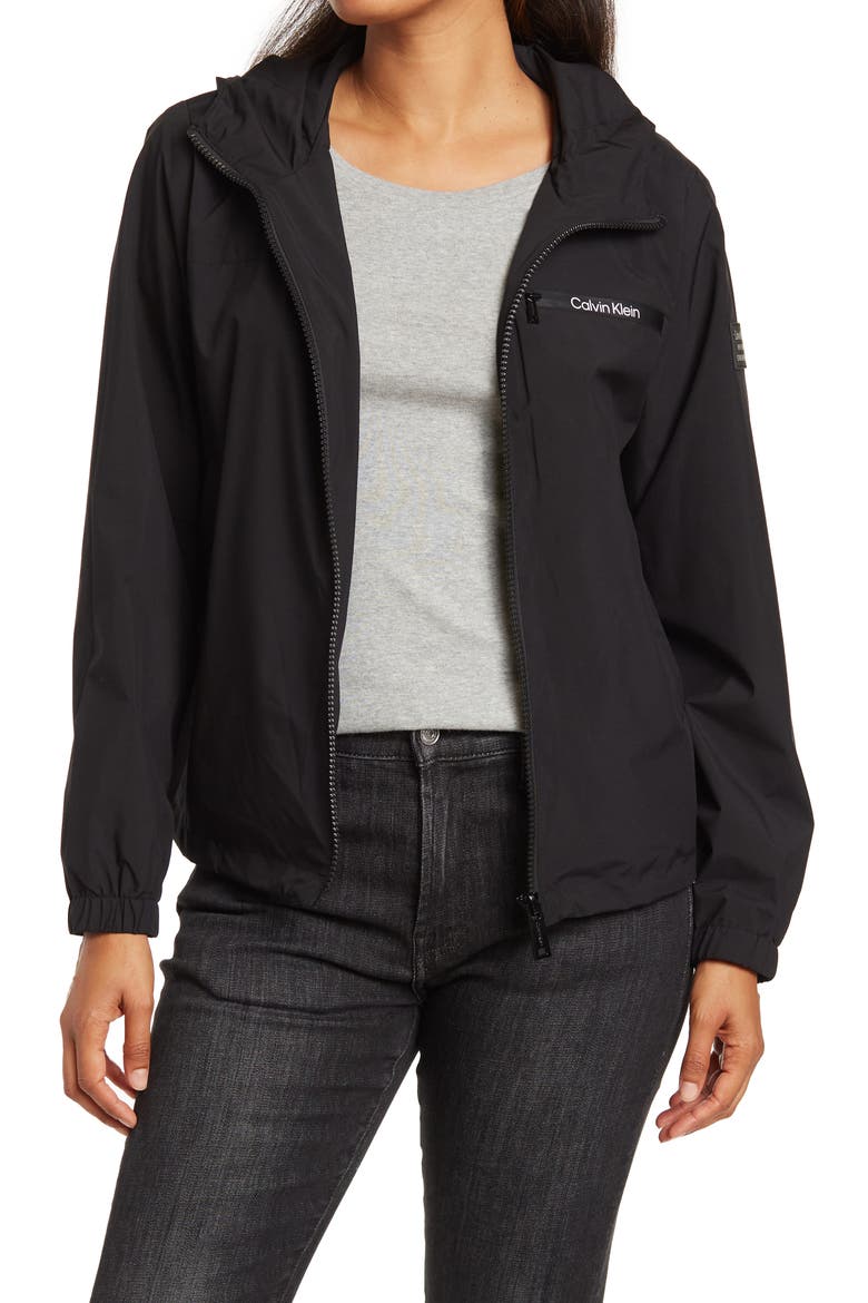 Water-Resistant Windbreaker Jacket, Main, color, BLACK