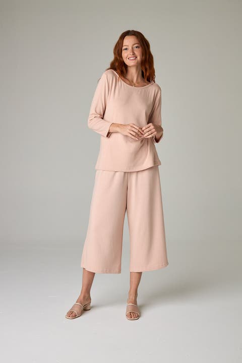 Nasaya Eco-Luxe Rib Bateau Neck 3/4 Length Sleeve Top - Ultra-Luxe Flow