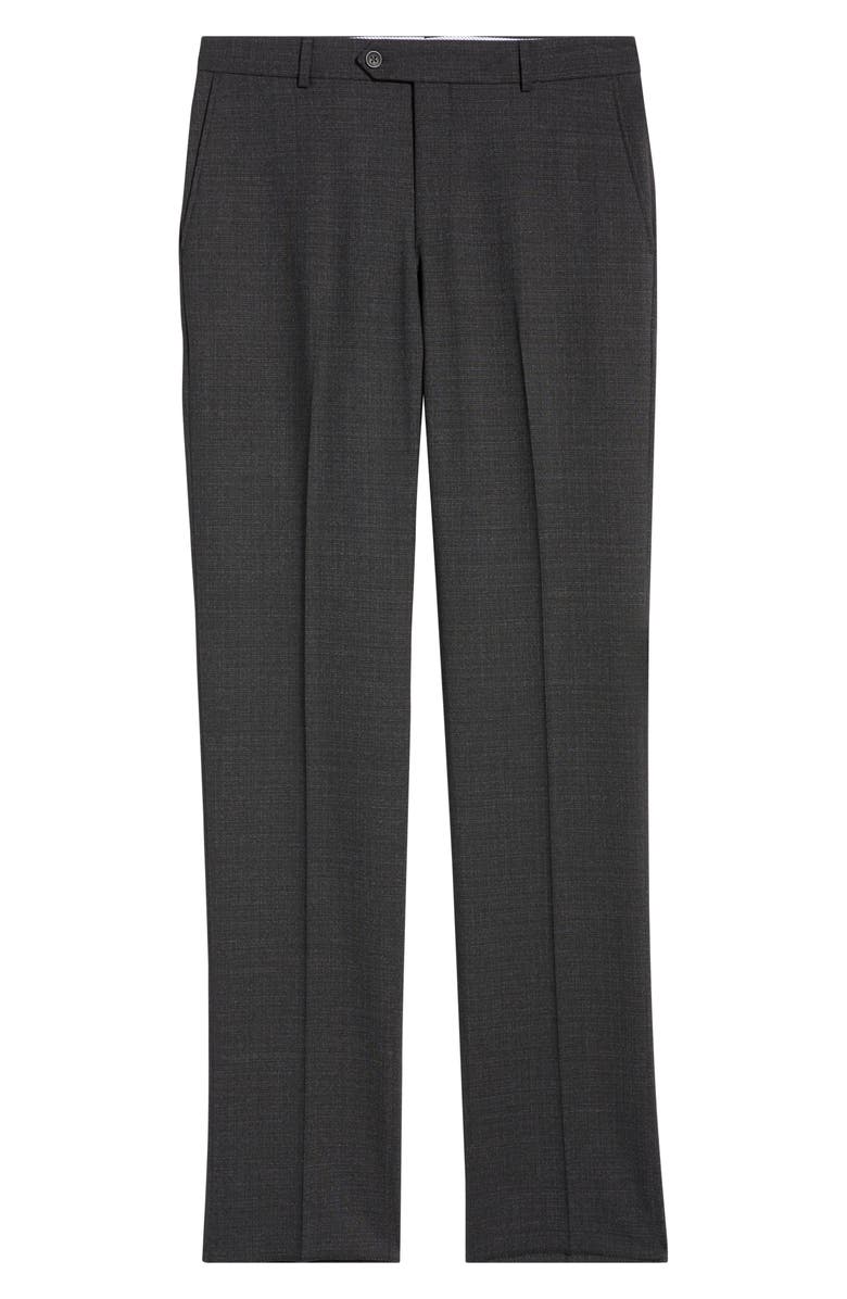 Berle Saxony Thatch Weave Wool Blend Dress Pants, Alternate, color, Charcoal Grey