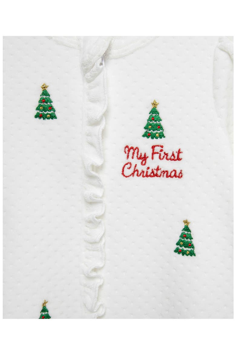 Merry Trees Velour Footie, Alternate, color, WHITE
