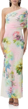 AFRM Mirabel One-Shoulder Mesh Maxi Dress