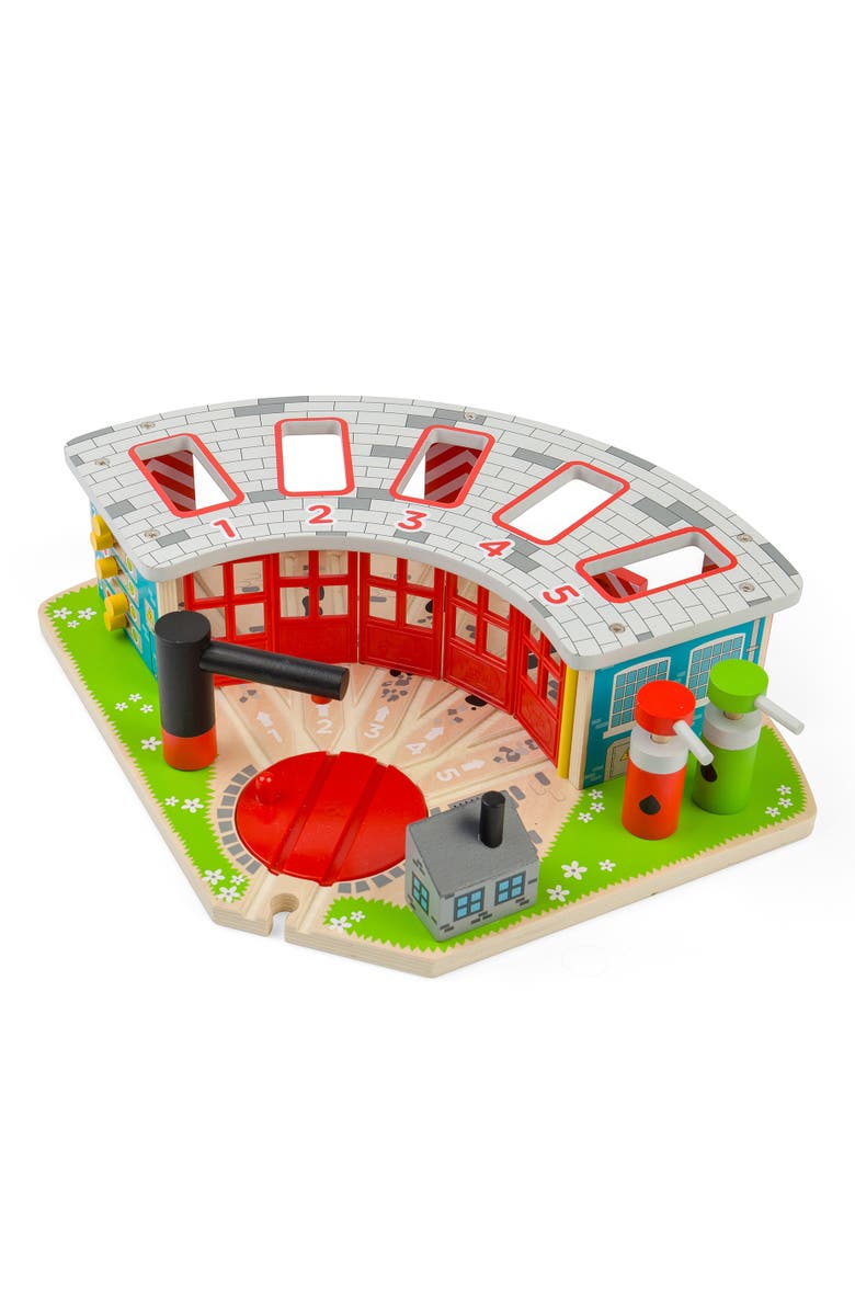 Bigjigs Rail Five Way Engine Shed, Main, color,