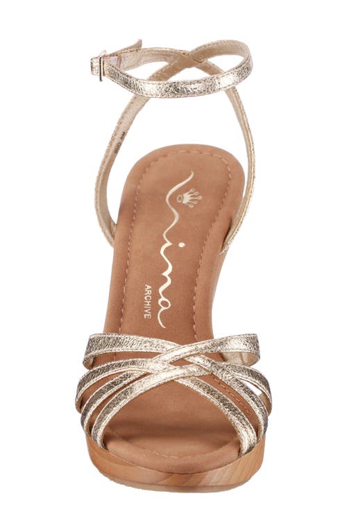 Nina Remi Ankle Strap Platform Sandal In Gold