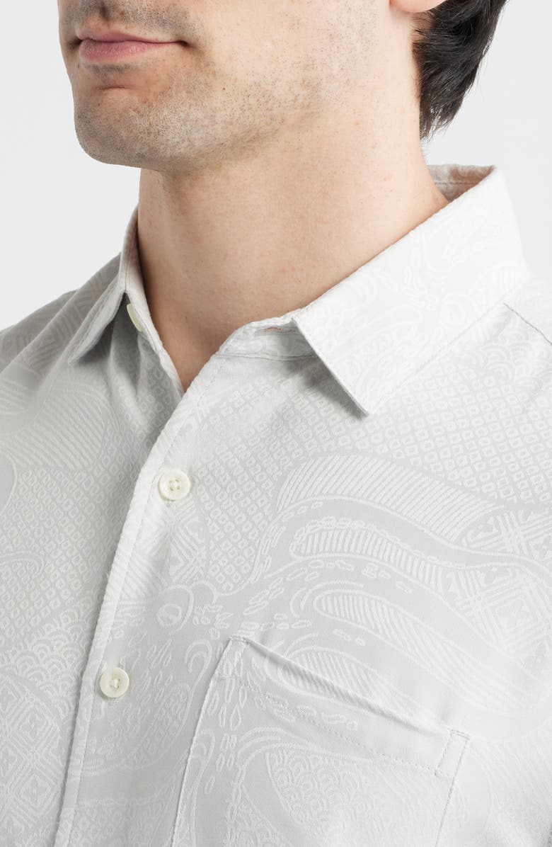 Kahala Ho'l Nalo Jacquard Short Sleeve Button-Up Shirt, Alternate, color, Shell