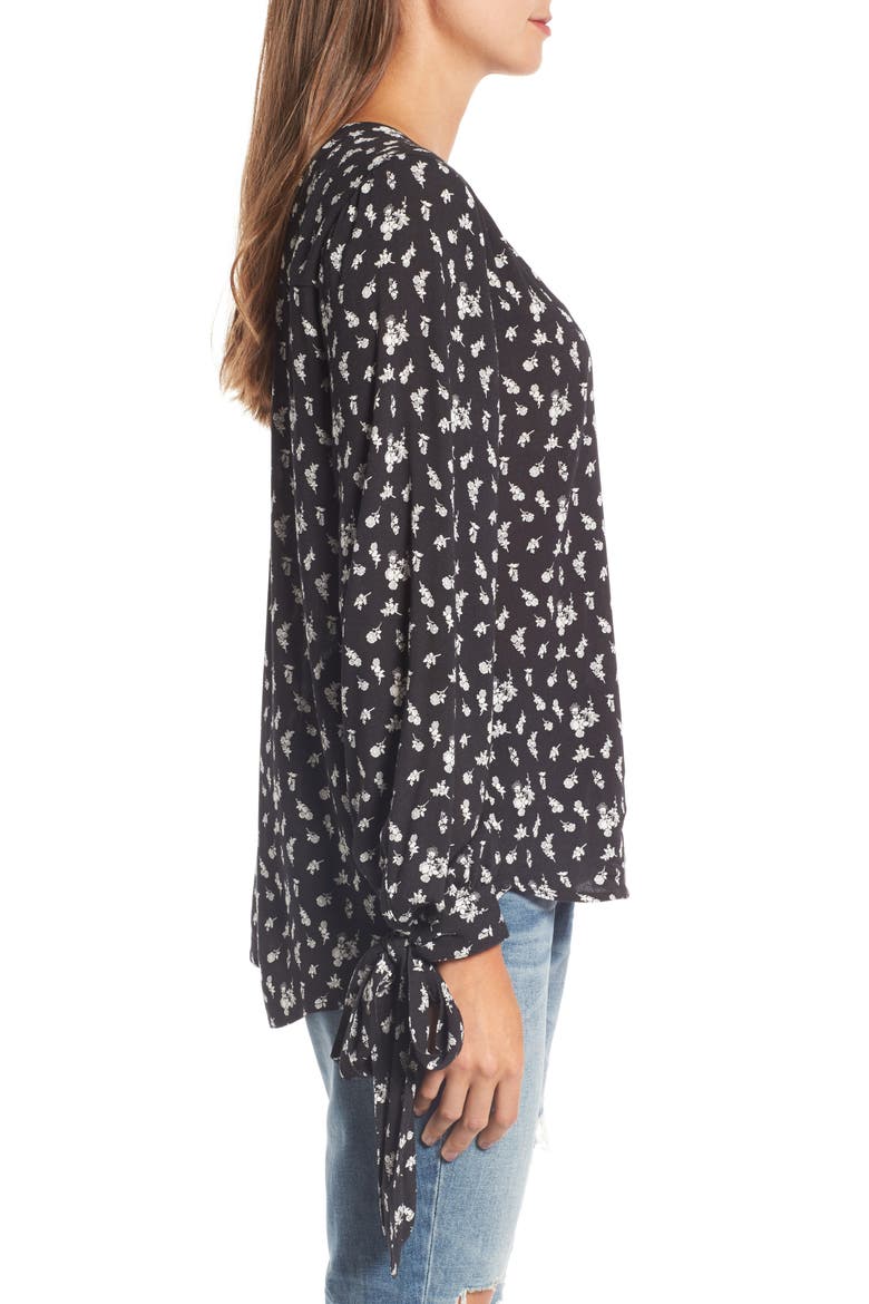 Tie Sleeve Top, Alternate, color, BLACK WILD DITSY FLORAL