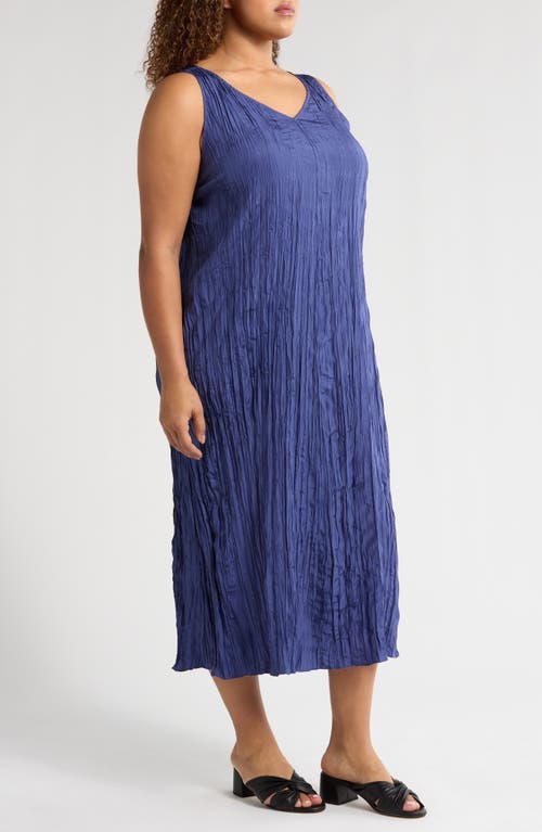 Eileen Fisher Pleated Silk Midi Dress In Bluette
