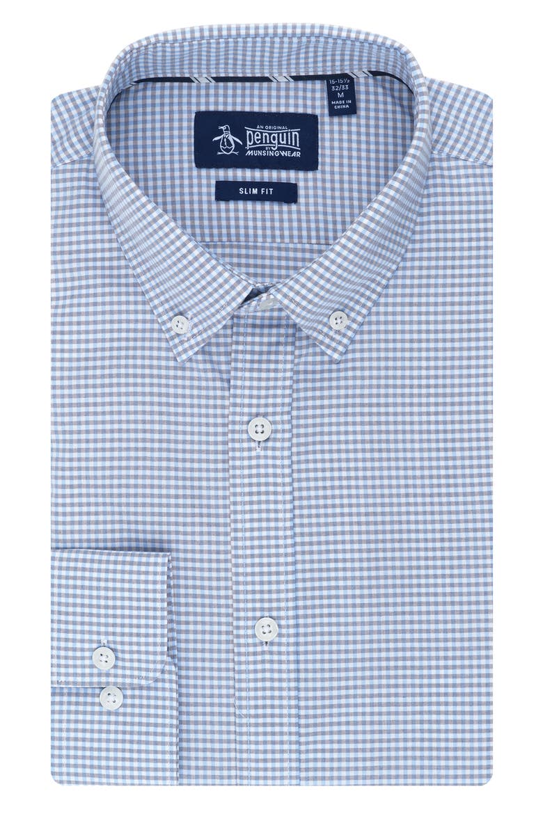 Slim Fit Roberson Check Dress Shirt, Main, color, TAUPE