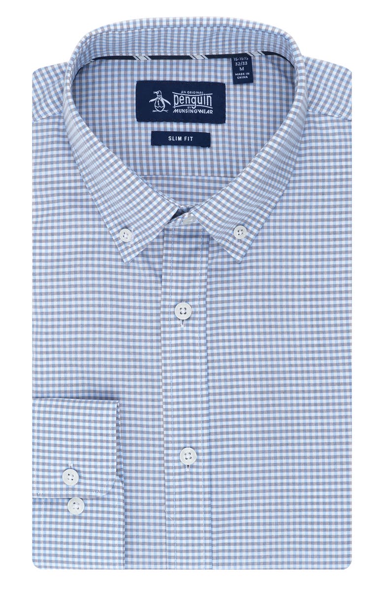 Original Penguin Slim Fit Roberson Check Dress Shirt, Main, color, Taupe