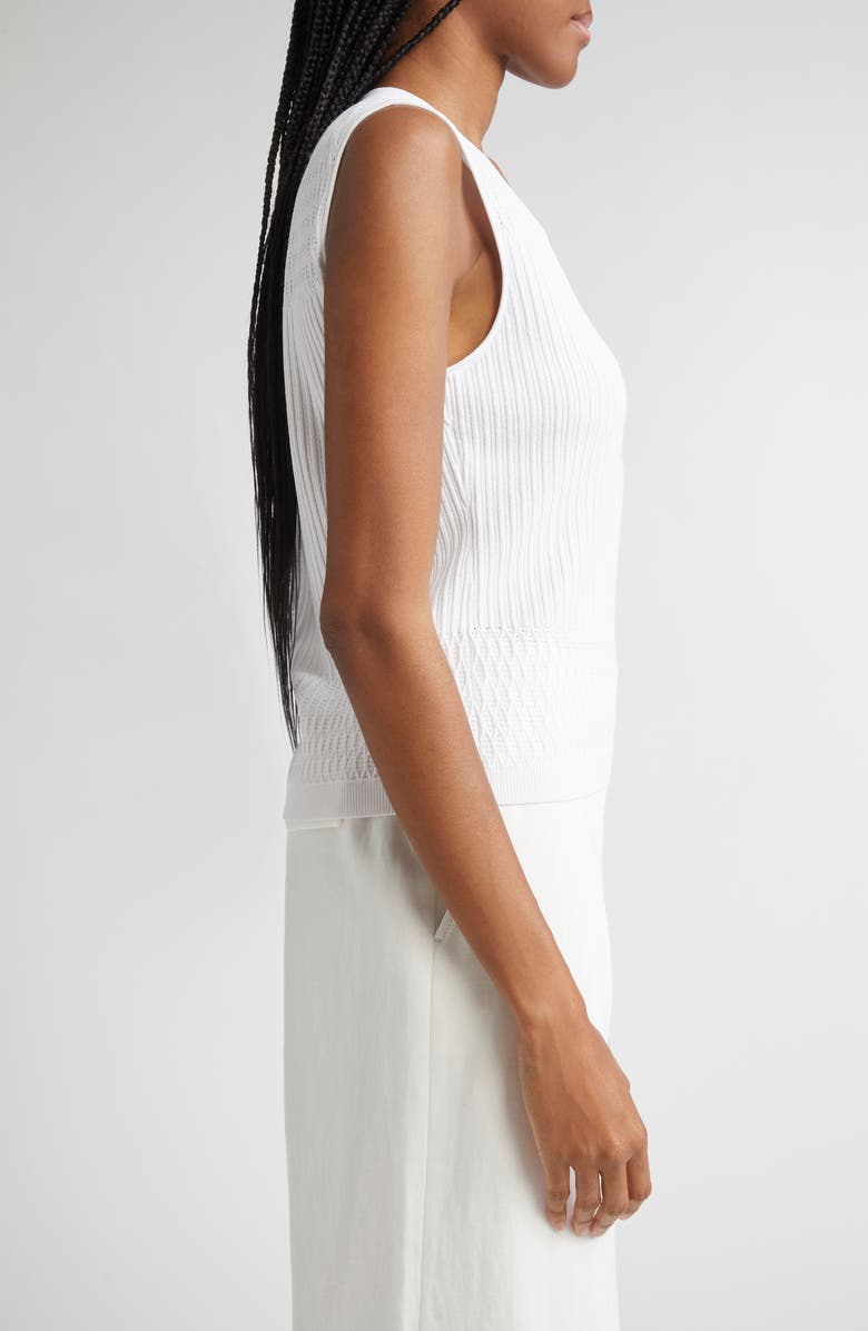 ST. JOHN Mixed Stitch Fine Gauge Sleeveless Sweater, Alternate, color, Ivory