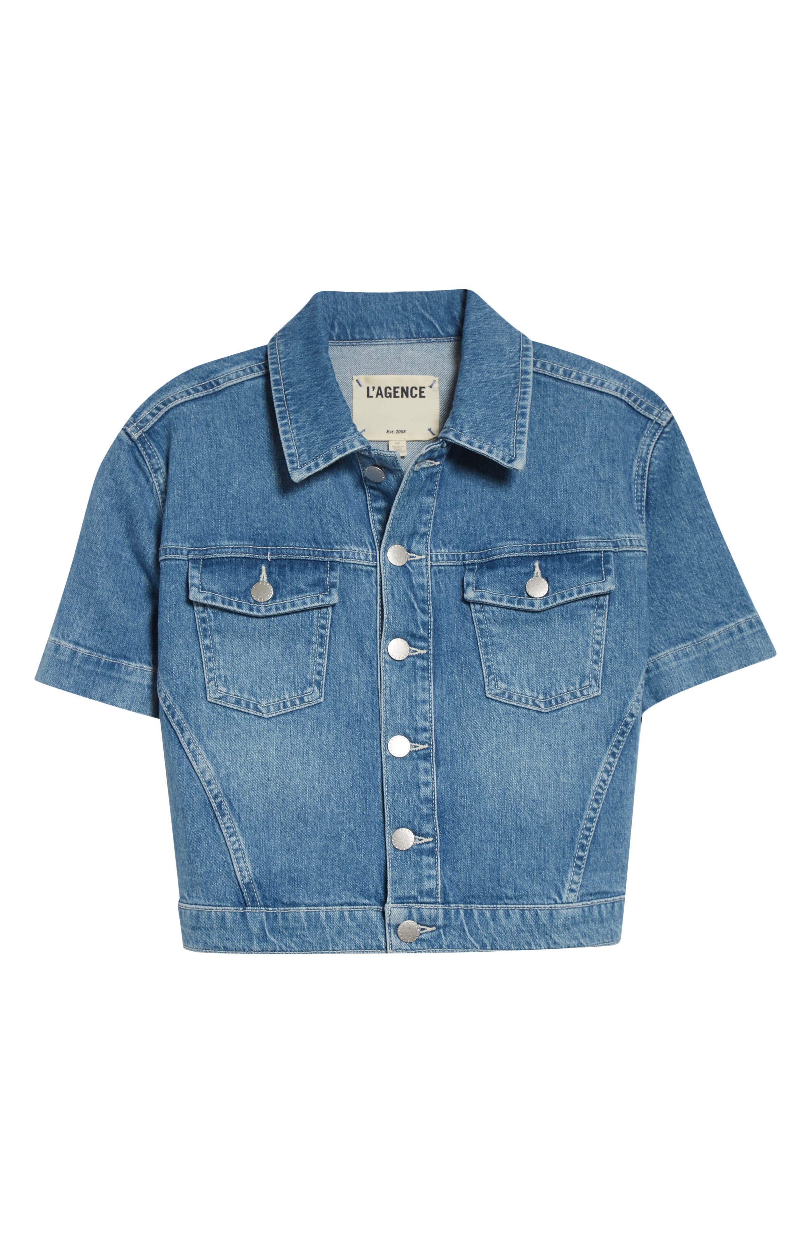 Kirstie Short Sleeve Crop Denim Jacket (Women) | Nordstrom