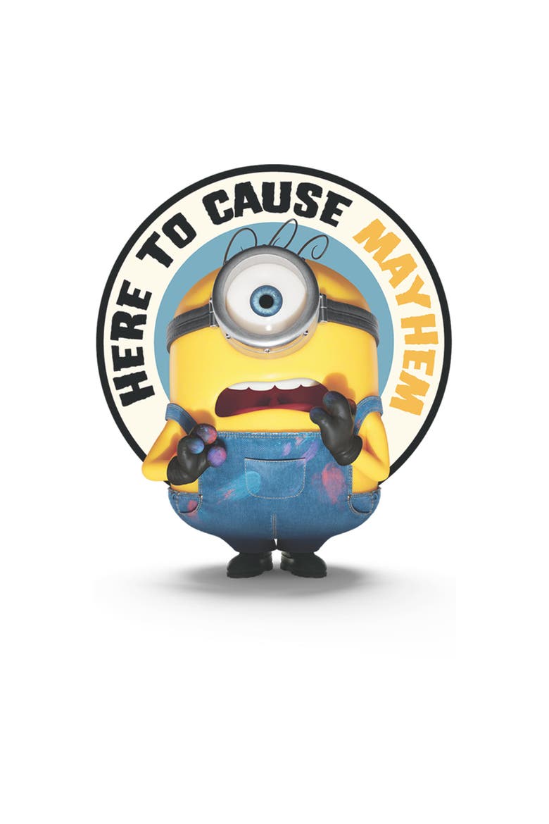 Junior's Minions & Monsters Here To Cause Mayhem  Graphic T-Shirt, Alternate, color, White