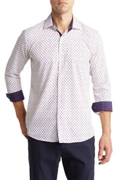 Slim Fit Star Print Performance Button-Up Shirt
