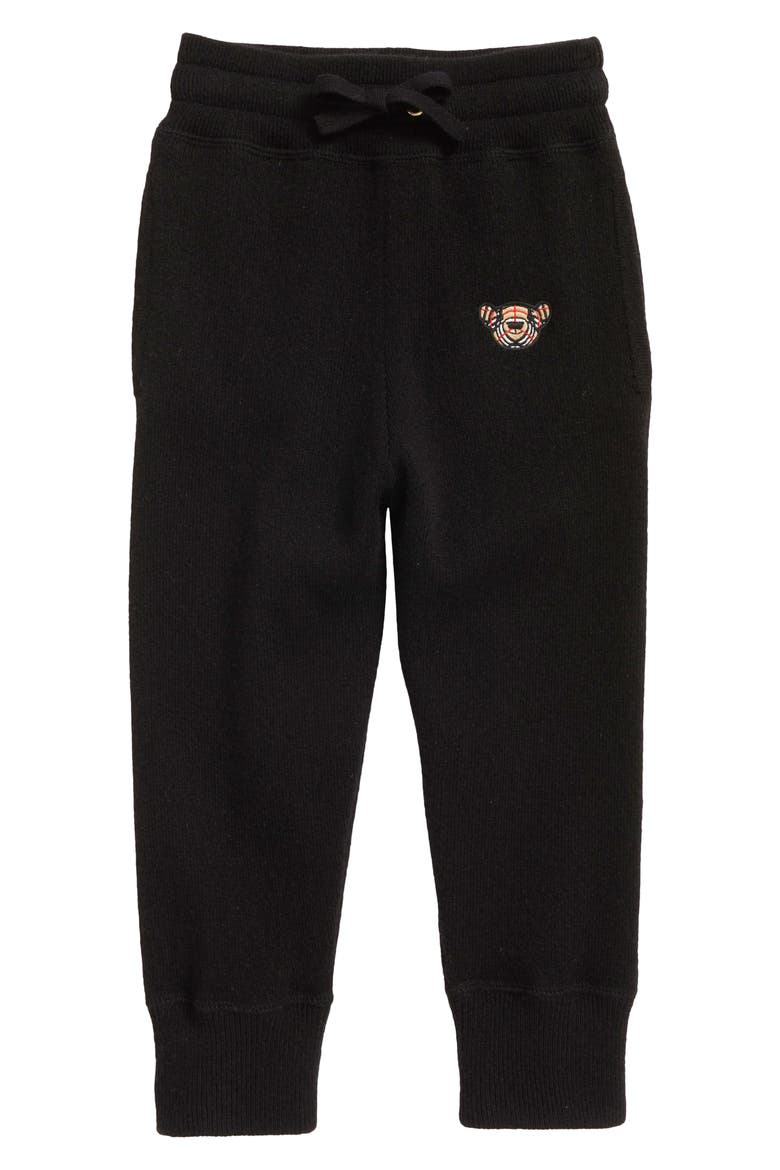 Kids' Thomas Bear Embroidered Cashmere Sweater Joggers, Main, color, BLACK