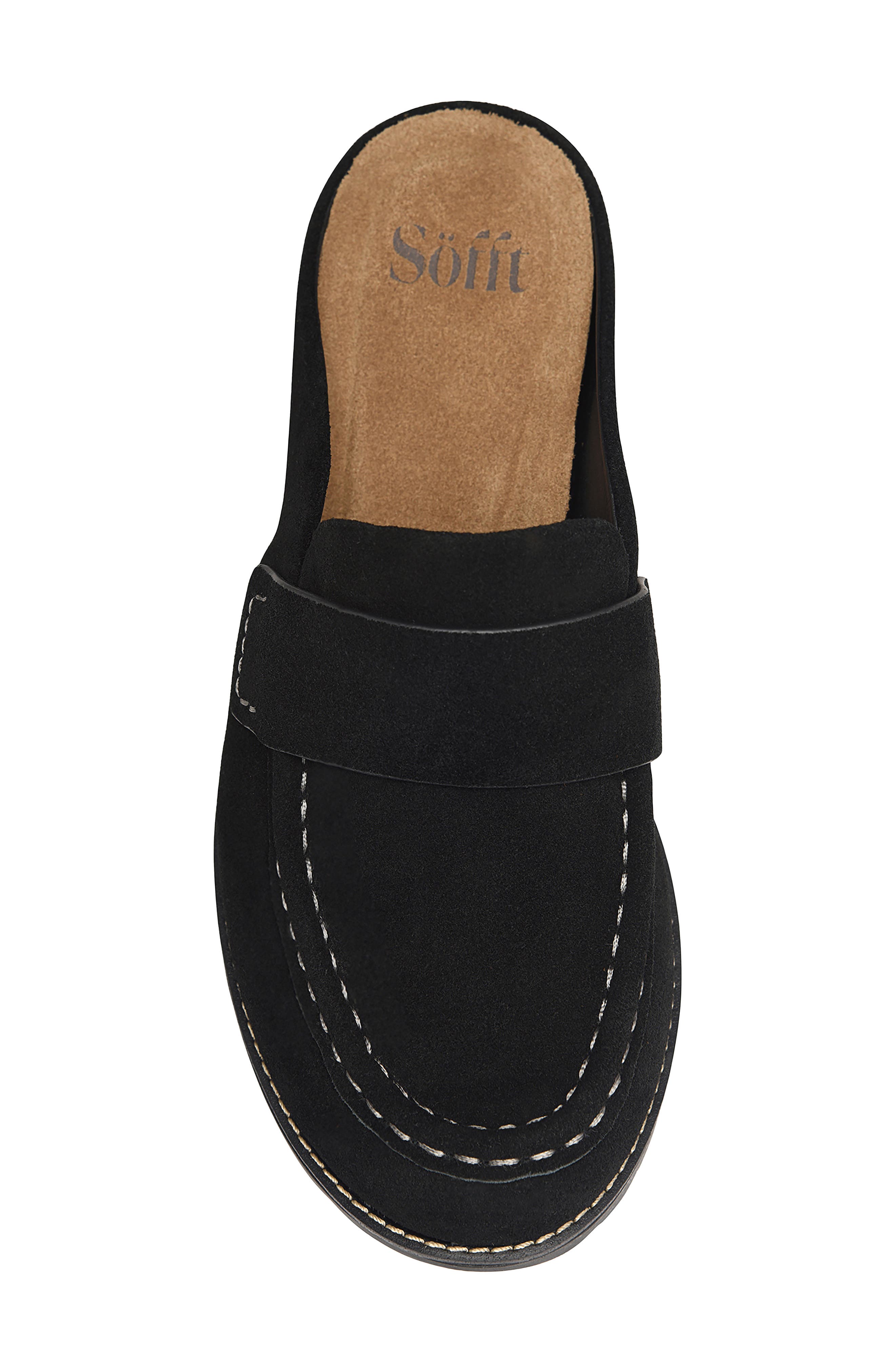 Alicia Leather Flat Mule, Alternate, color, BLACK