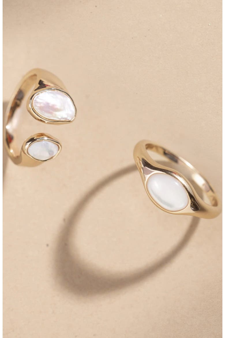 Mother of Pearl Signet Ring, Alternate, color, Gold Vermeil