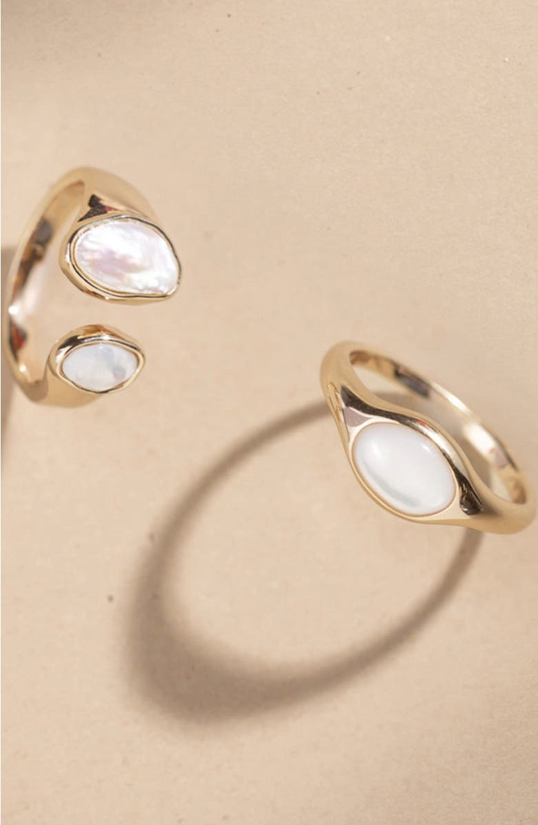 MADE BY MARY Mother of Pearl Signet Ring, Alternate, color, Gold Vermeil