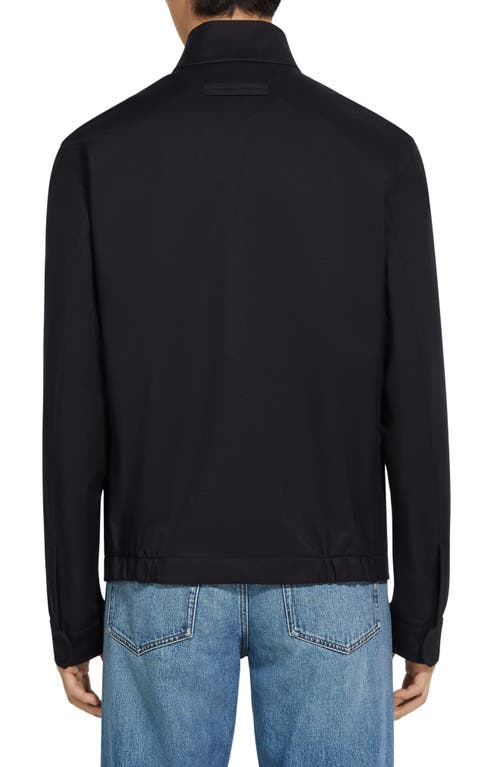 Zegna Stand Collar Jacket In Navy